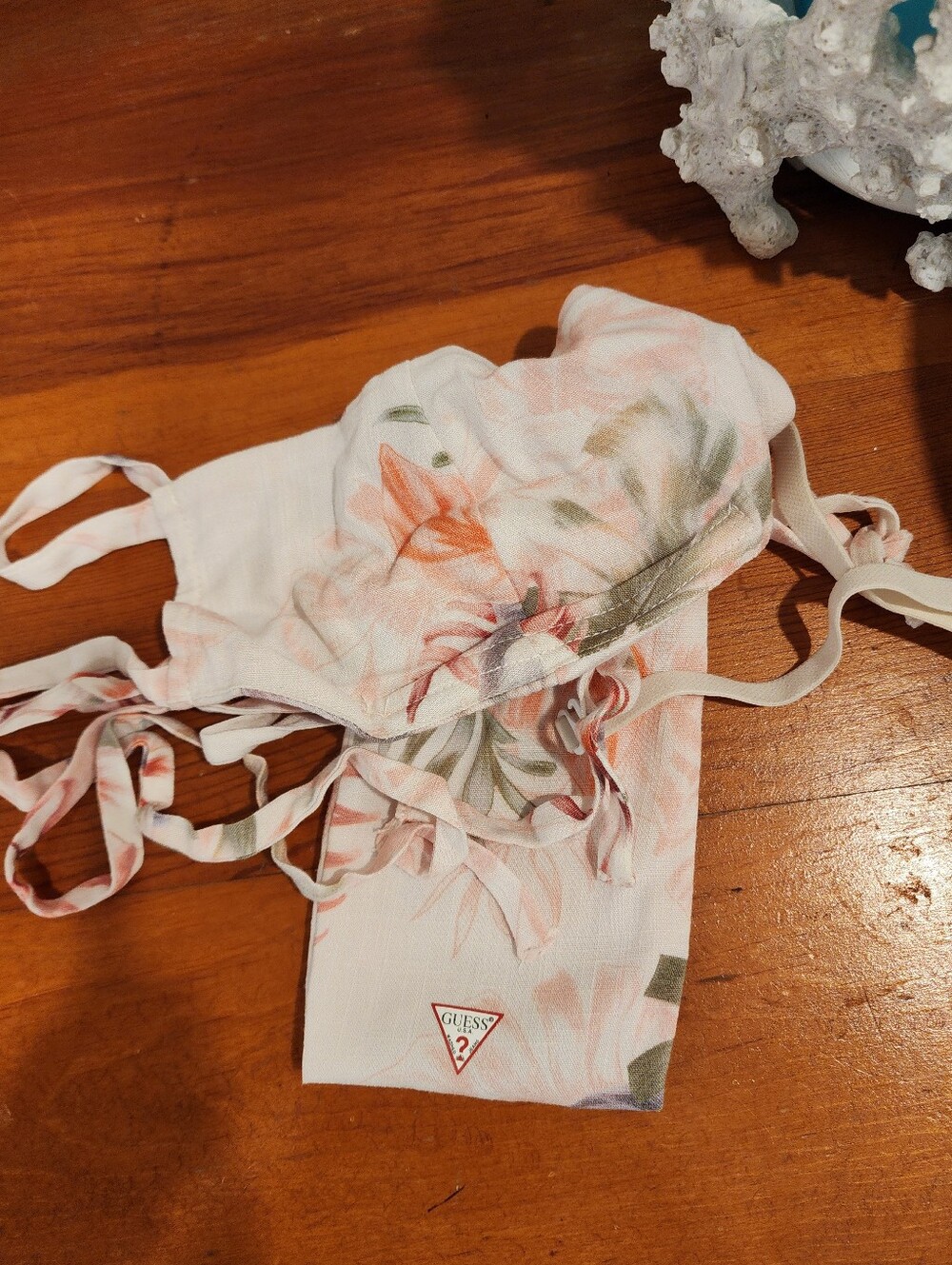 Guess Floral Tie-Waist V-Neck Summer Dress in Blush Floral Sz 0 With Mask - Picture 4 of 5